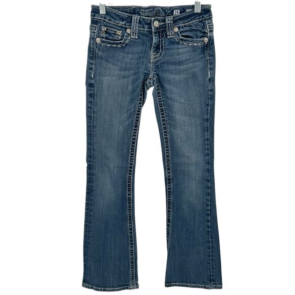 Vintage y2k Women's Low Rise Miss Me Blue Denim Bootcut Jeans Sz 25 JP4896EC-6R - Picture 2 of 8